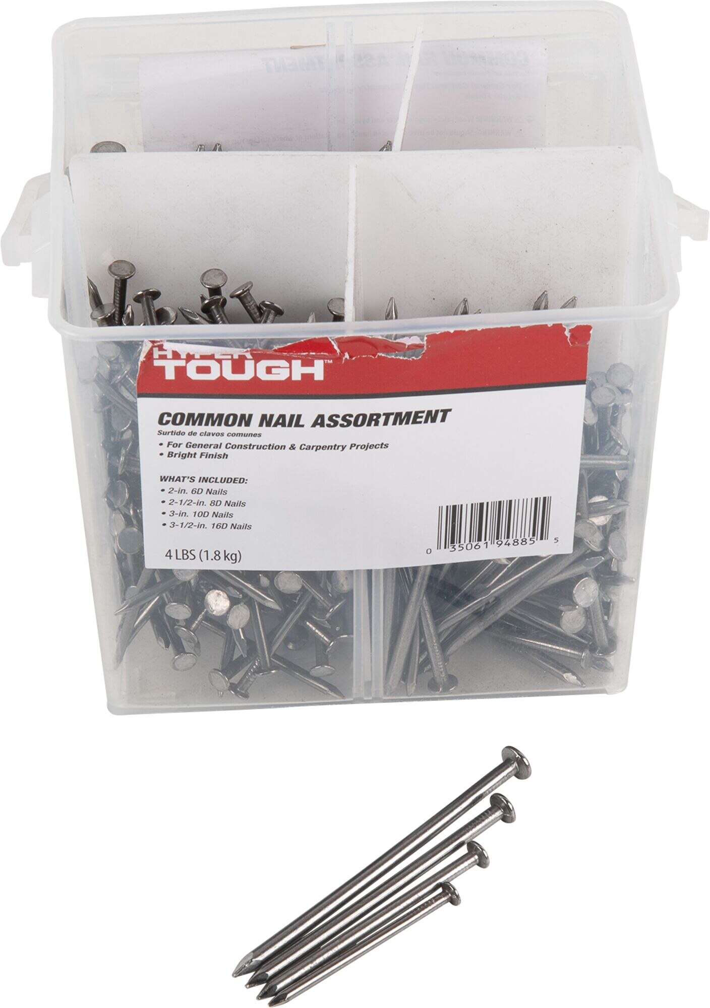 4 lb Tub of Assorted Common Nails $4.51 YMMV