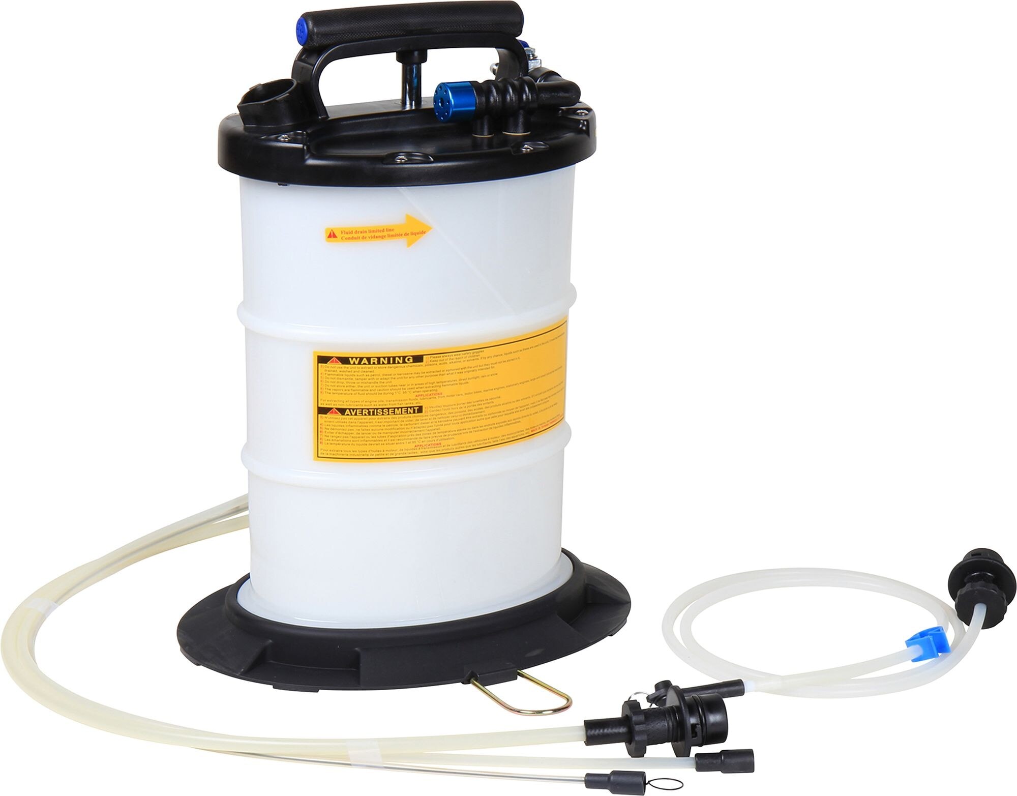 Manual/Pneumatic Fluid Extractor 10L Capacity Powerful Suction Action with Included Hand Pump or Pneumatic System ARES 15032 Oil and Chemical-Resistant Polypropylene Construction 