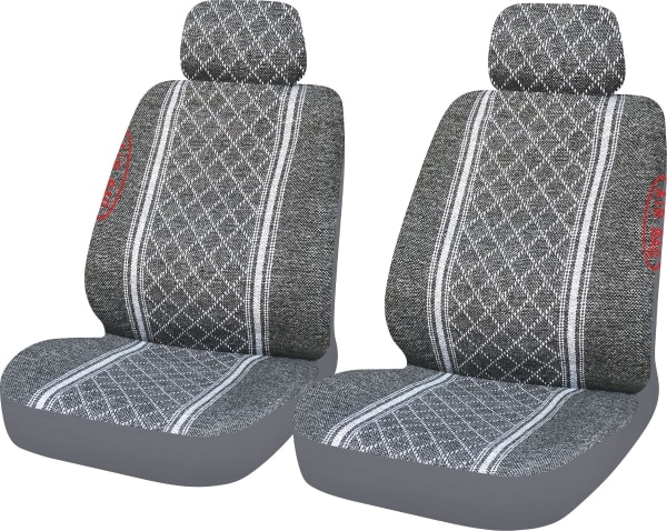 2 Pc Grey White Universal Bucket Seat And Headrest Cover Set - Bucket Seat Covers Without Headrest