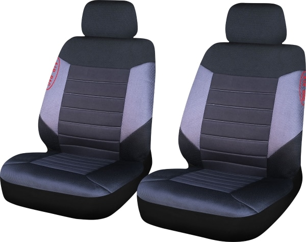 2 Pc Black Grey Universal Bucket Seat And Headrest Cover Set - Bucket Seat Covers With Headrest