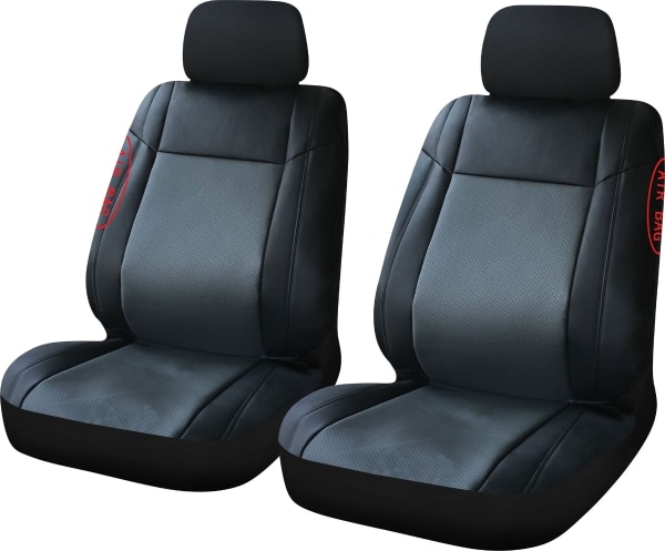 2 Pc Black Grey Universal Bucket Seat And Headrest Cover Set - Bucket Seat Covers With Headrest